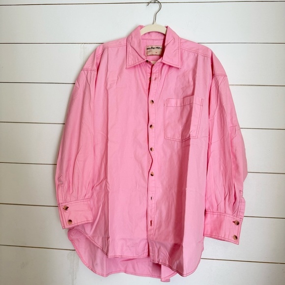 NWOT FREE PEOPLE We The Free Freddie Shirt Button Down Fairy Tale Pink XS/S - Picture 6 of 16